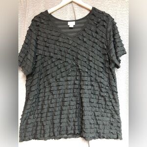 Jaclyn Smith 2X short sleeve top with ruffles all over 
Ptp 24